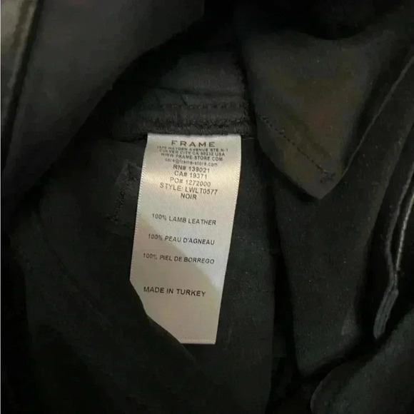 NWT Frame Denim High Rise Wide Leg Crop Leather Pants Jeans Noir Black 27 - Picture 7 of 7